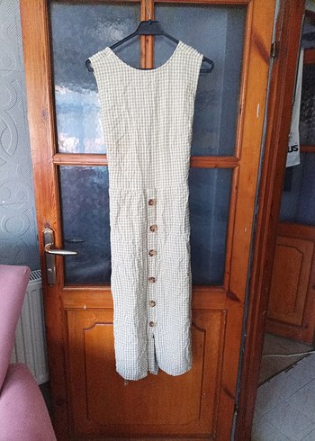 Mango Bej Kemerli Midi Pamuk Elbise