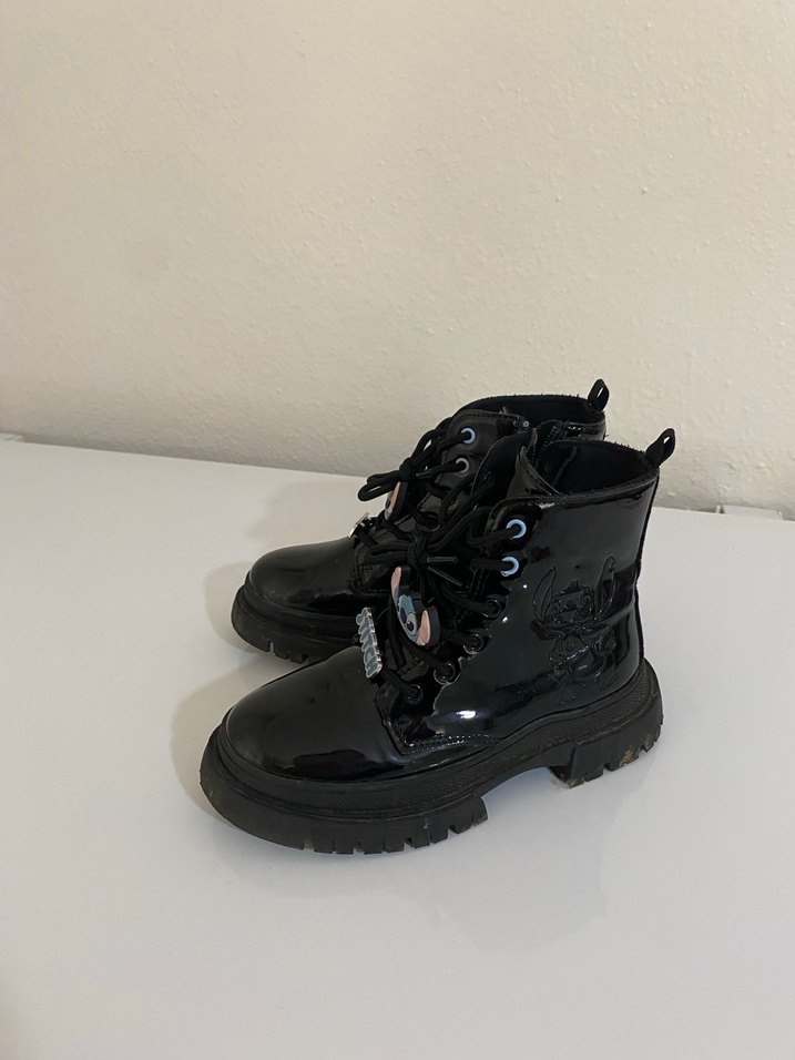 Kızlar İçin Siyah Rugan Goth Botlar - Görsel 5