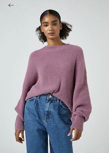 Pull & Bear incir fitilli tüylü kazak