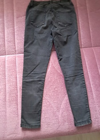 Diğer Gri Düğmeli Kadın Denim Pantolon