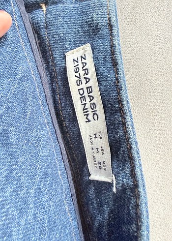 38 Beden Renk Bloklu Denim Mini Etek