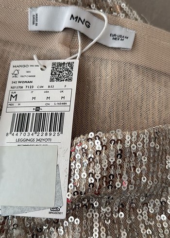 Parlak Pul Detaylı Bej Kadın Tayt - Görsel 2