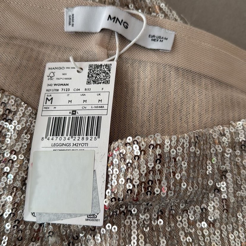 Parlak Pul Detaylı Bej Kadın Tayt - Görsel 2