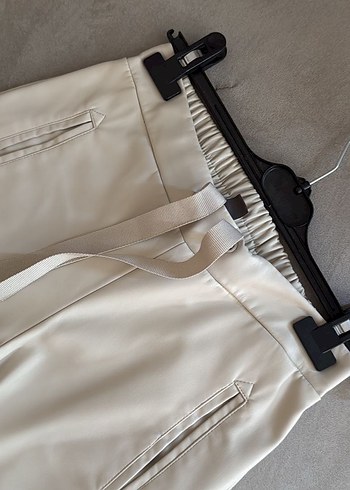 Kadın Bej Deri Kemerli Pantolon - Görsel 2