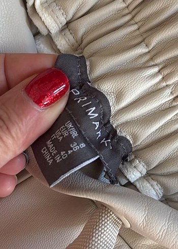 Kadın Bej Deri Kemerli Pantolon - Görsel 3