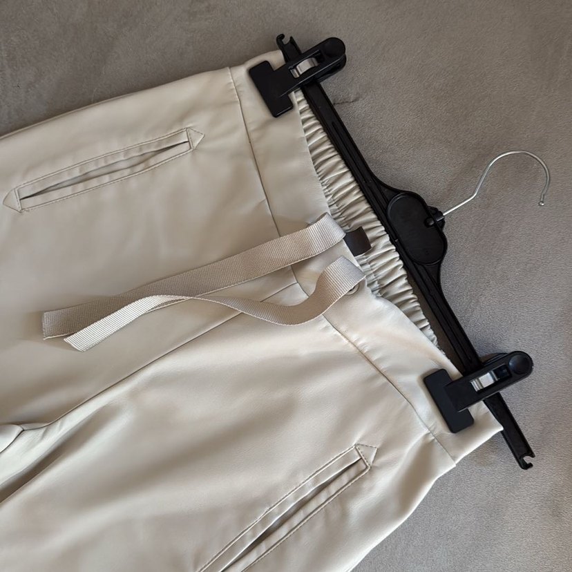 Kadın Bej Deri Kemerli Pantolon - Görsel 2