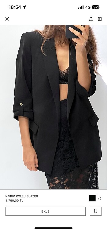 Zara kıvrık kollu blazer