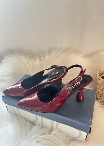 SOHO Bordo Rugan Kemerli Stiletto