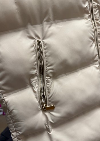 Bej Kadın Kapüşonlu Uzun Şişme Yelek Zara - Görsel 6