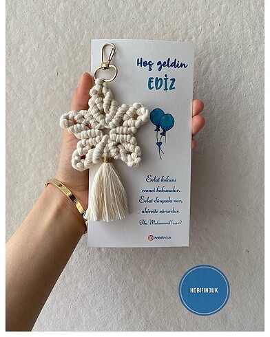 Makrome Yıldız Anahtarlık