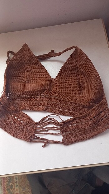 s Beden kahverengi Renk Büstiyer handmade yazlık örgü s beden