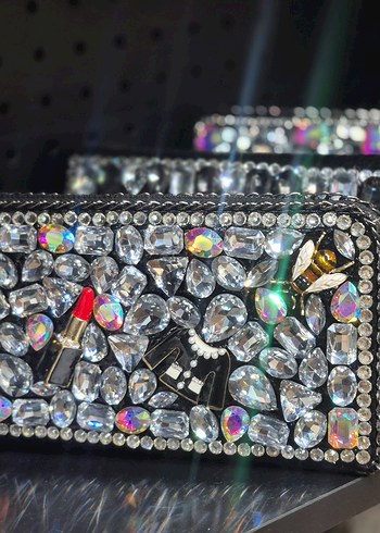 Siyah Taşlı Deri Kadın Portföy Cüzdan - Görsel 2