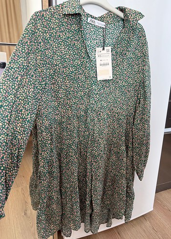 Zara Yeşil Mini zara elbise