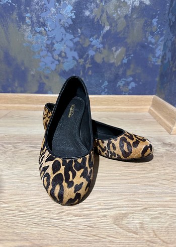 Leopar Desenli Tüylü Stiletto Kadın Babet - Görsel 3