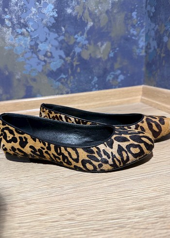 Leopar Desenli Tüylü Stiletto Kadın Babet - Görsel 2