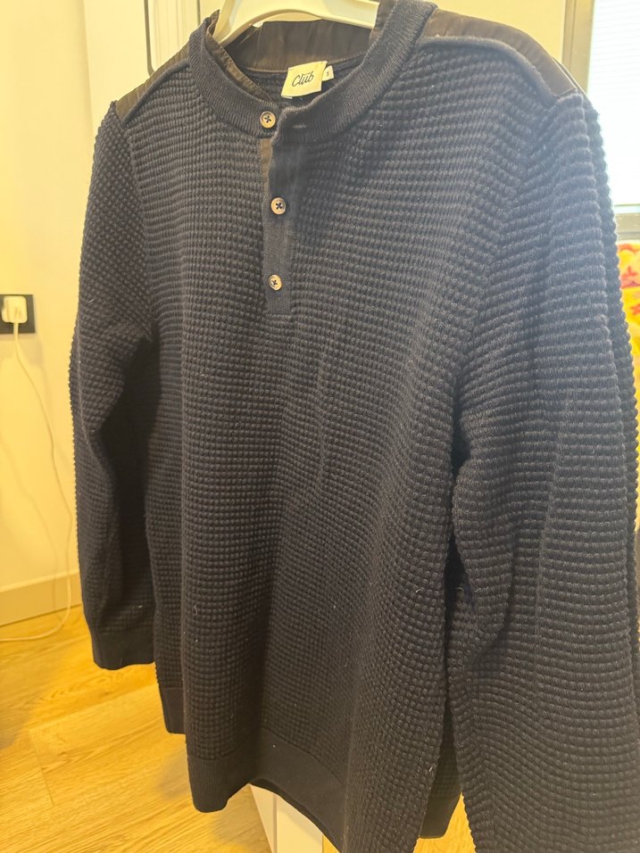 Düğmeli Erkek yakalı lacivert Kazak - Görsel 2