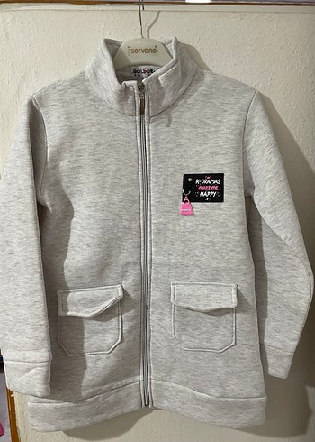 Kız Çocuk Gri Fermuarlı Sweatshirt