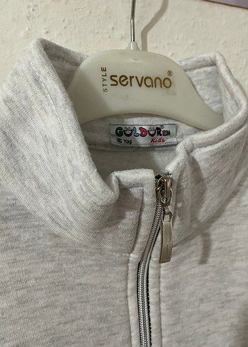 15-16 Yaş Beden Kız Çocuk Gri Fermuarlı Sweatshirt