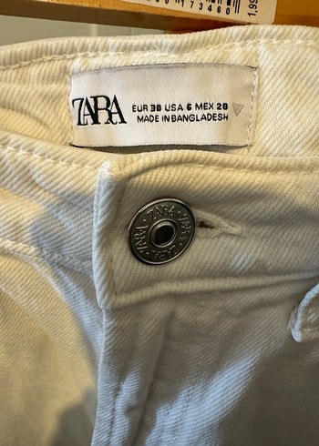 Zara Beyaz Straight Jean Kot Pantolon - Görsel 5