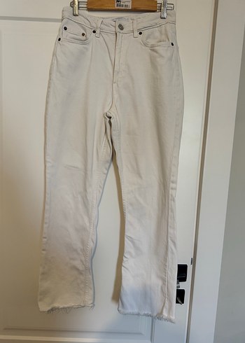 Zara Beyaz Straight Jean Kot Pantolon - Görsel 3