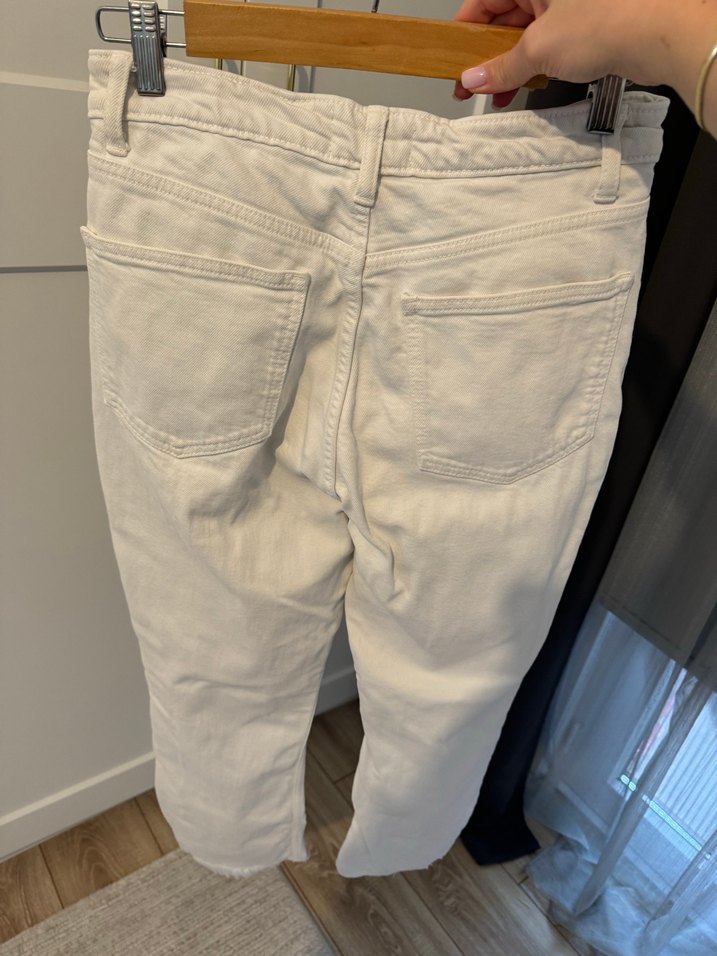 Zara Beyaz Straight Jean Kot Pantolon - Görsel 2