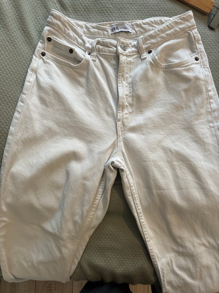 Zara Beyaz Straight Jean Kot Pantolon - Görsel 4