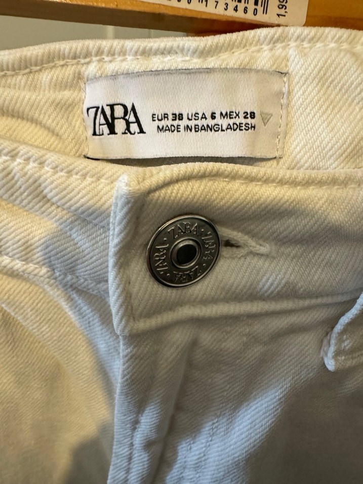 Zara Beyaz Straight Jean Kot Pantolon - Görsel 5