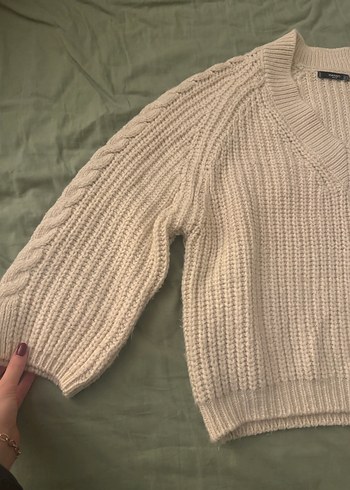 Mango Krem Yun Orgu Kazak - Görsel 4