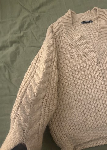 Mango Krem Yun Orgu Kazak - Görsel 3