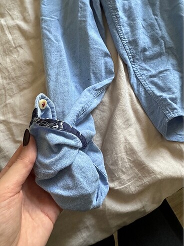 Zara Mavi Yakasiz Gomlek - Görsel 6