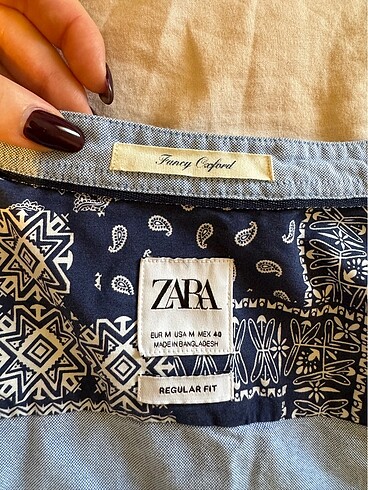 Zara Mavi Yakasiz Gomlek - Görsel 9