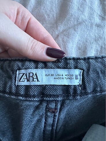 Zara Antrasit Gri Yuksek Bel Mom Jean - Görsel 7