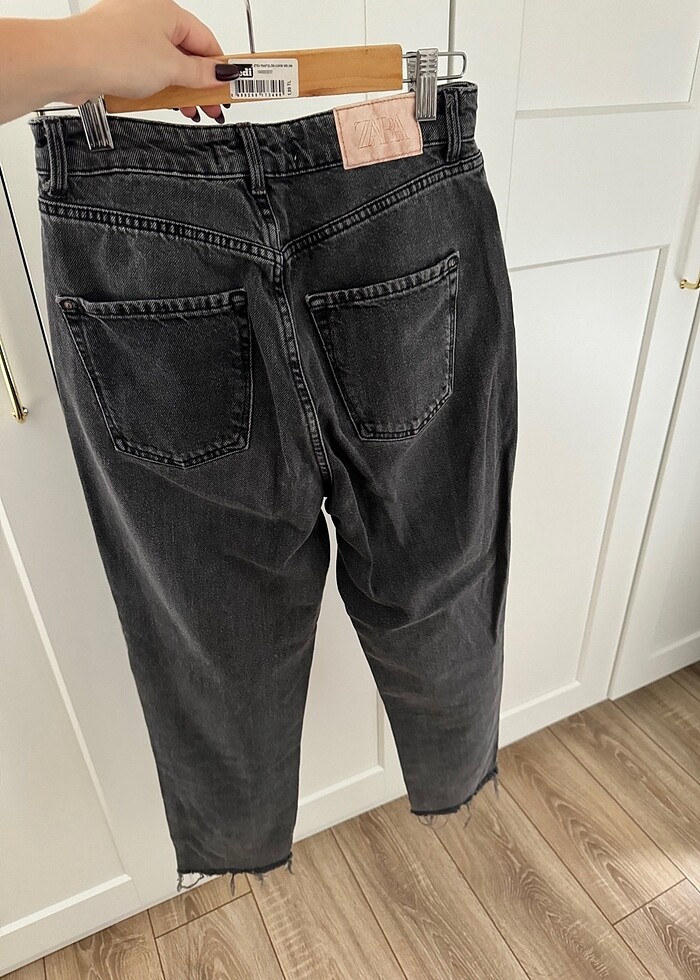 Zara Antrasit Gri Yuksek Bel Mom Jean - Görsel 4