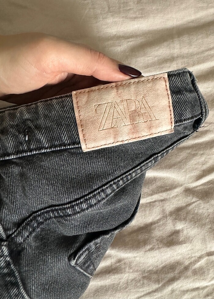 Zara Antrasit Gri Yuksek Bel Mom Jean - Görsel 5