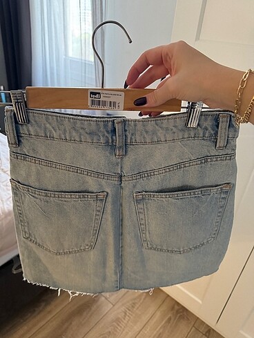 Zara Mavi Kot Etek - Görsel 5