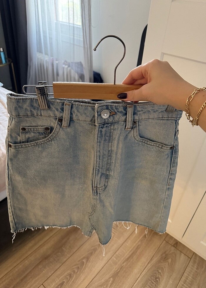 Zara Mavi Kot Etek - Görsel 4