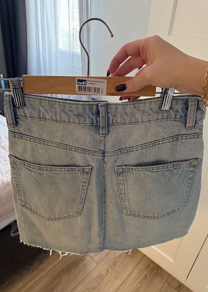 Zara Mavi Kot Etek - Görsel 5