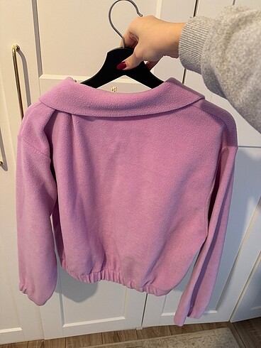 l Beden pembe Renk Koton Lila Pembe Polar Pelus Sweatshirt