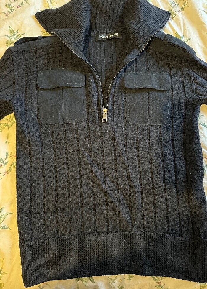 Neil Barrett Lacivert Fermuarli Kazak - Görsel 2