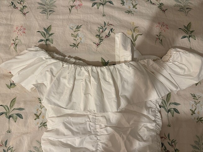 Zara Mezuniyet Beyaz Büzgülü Elbise - Görsel 6