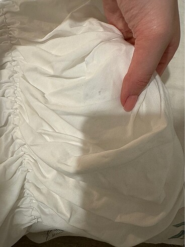 Zara Mezuniyet Beyaz Büzgülü Elbise - Görsel 8