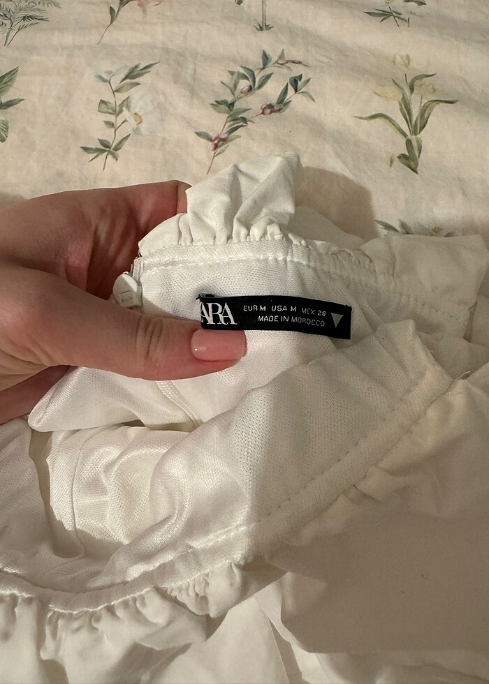 Zara Mezuniyet Beyaz Büzgülü Elbise - Görsel 5