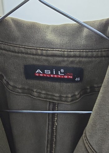 46 Beden kahverengi Renk Düğmeli Kadın Denim Ceket, Normal Boy, Kahverengi haki