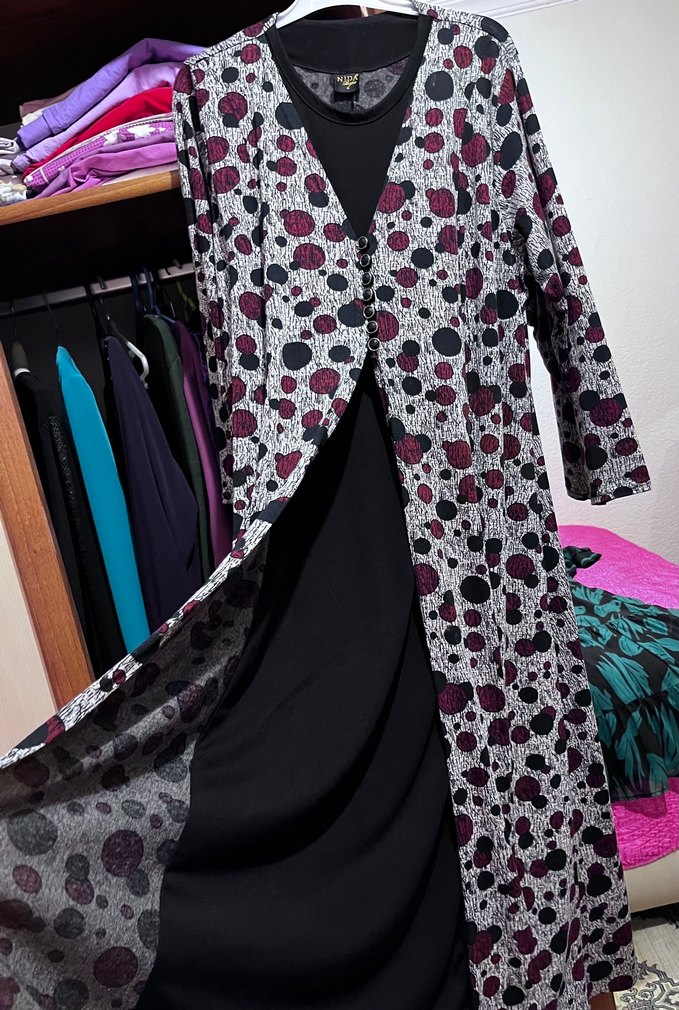 Desenli Uzun Mor Kadın elbise - Görsel 2