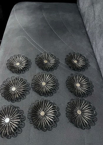 Gri Vintage Çiçek Broş çay tabağı - Görsel 2