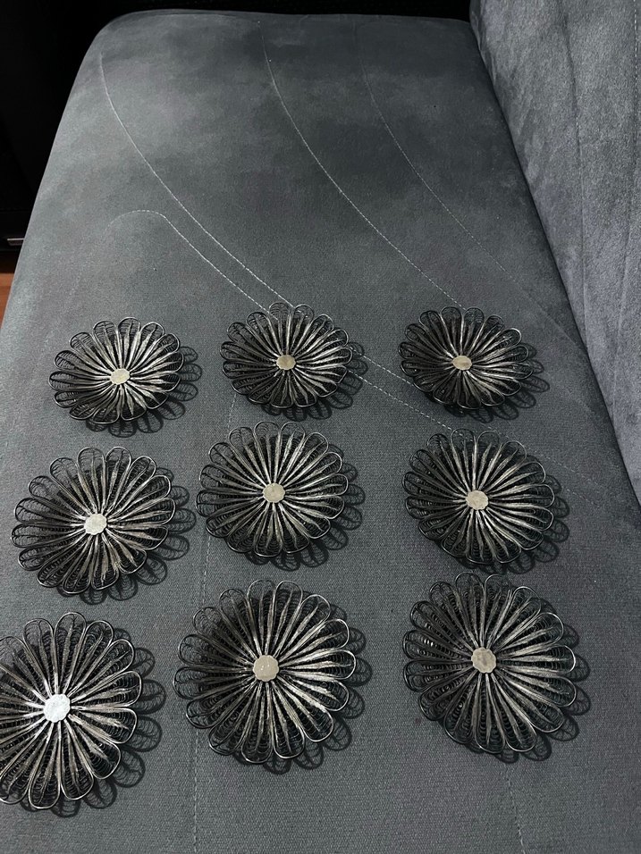 Gri Vintage Çiçek Broş çay tabağı - Görsel 2