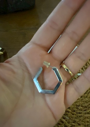 Beden gri Renk Koton metal Detaylı Kadın Küpe