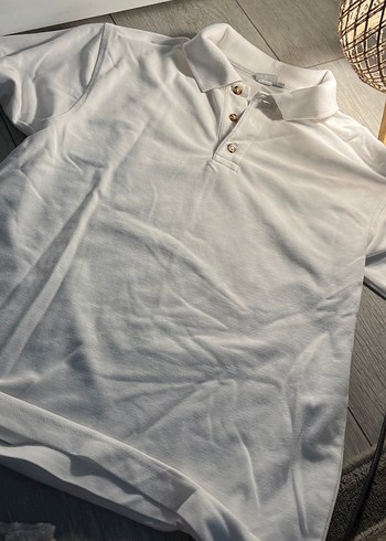 Düğmeli Beyaz Erkek Polo Tişört - Görsel 2