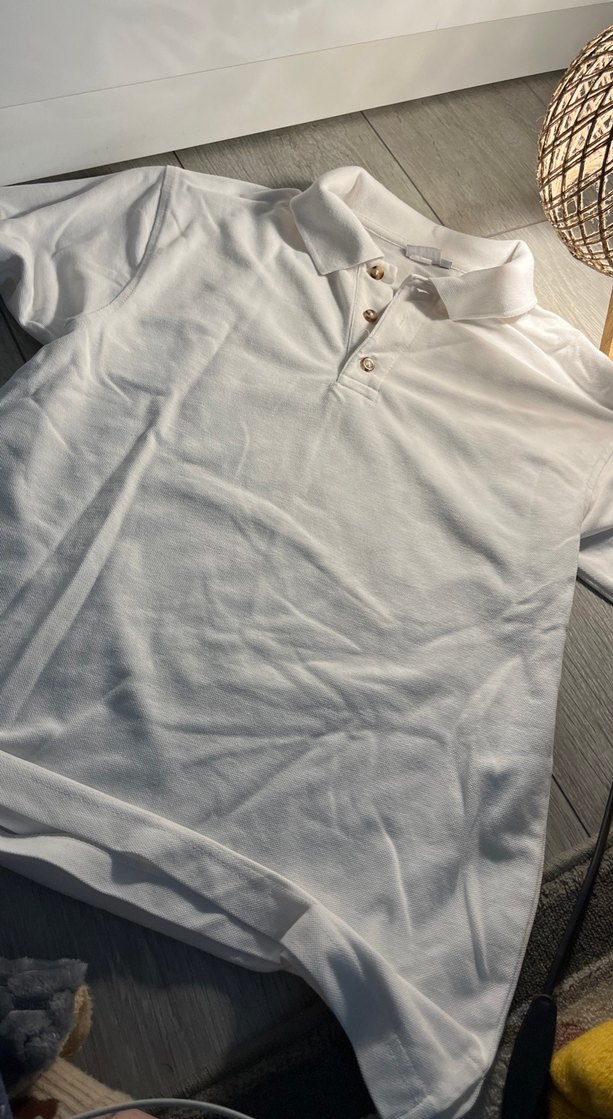 Düğmeli Beyaz Erkek Polo Tişört - Görsel 2