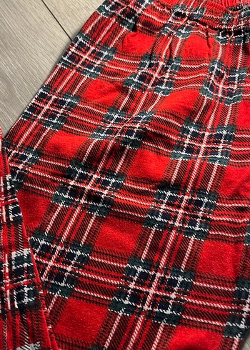 Unisex Kırmızı Ekose Rahat Pijama Altı - Görsel 3